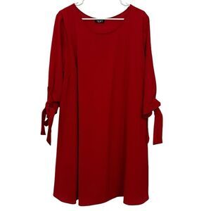 Spin USA Red Shift Knee Length Crepe Dress Tie‎ Sleeves 2XL